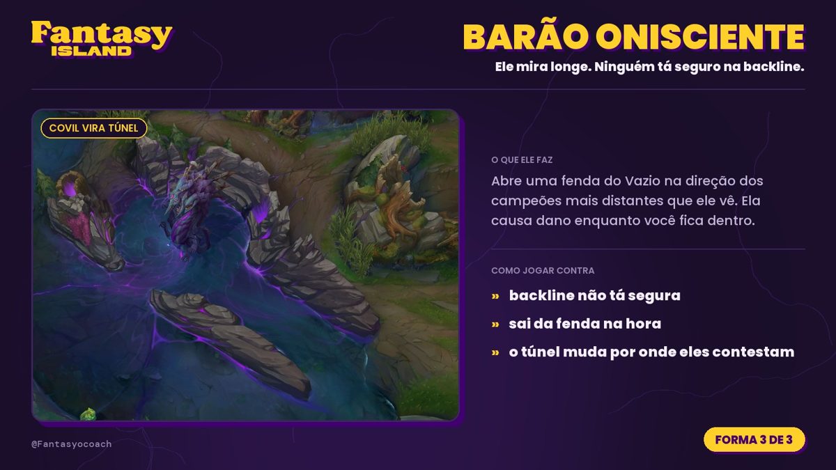 Barão Onisciente: covil vira túnel e fenda em quem tá mais longe